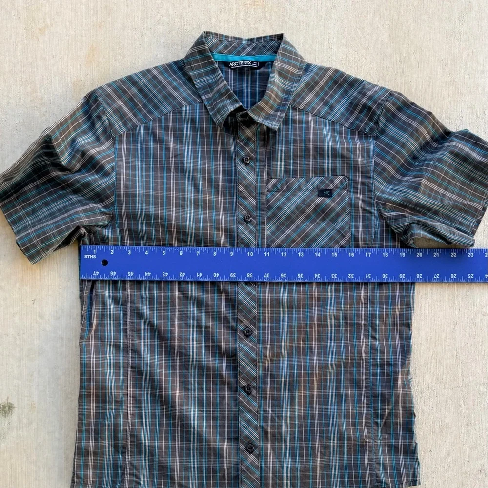 Arc'teryx Mens Short Sleeve Plaid Peakline Button Up Shirt Blue Size Small - Picture 5 of 6